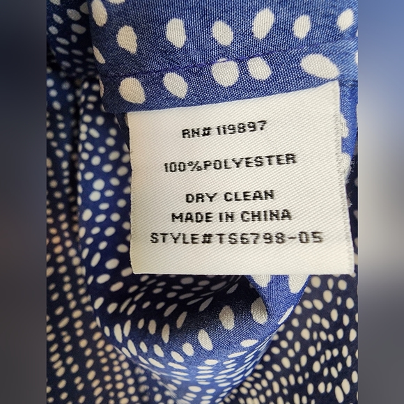 Collective Concepts Blue White Dots Button Front Blouse Large - Picture 6 of 8